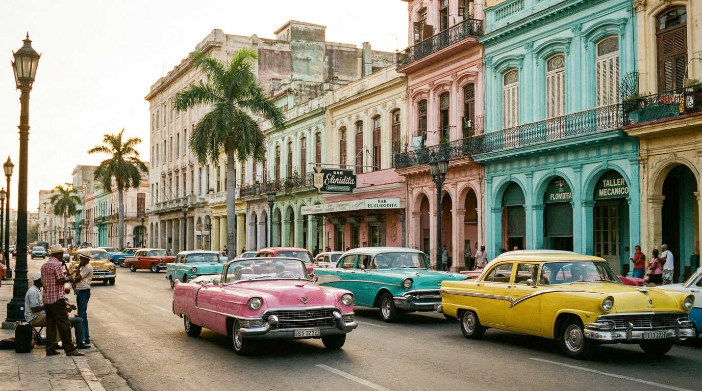 Classic cars on a street in Havana Cuba